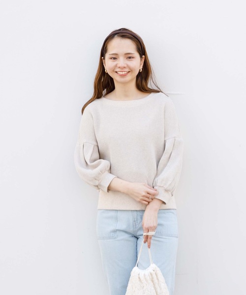 flower（フラワー）の「リボンサーマルトップ（Tシャツ/カットソー・レディース・ベージュ/アイボリー・FREE）」の12枚目の写真
