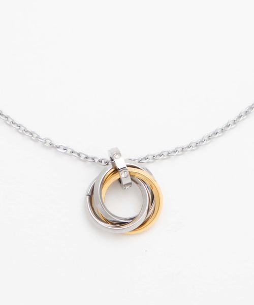 WEGO(ウィゴー)の「WEGO/ミニトリプルリングチェーンネックレス(ネックレス・メンズ・ブラック/ゴールド/ブルー・FREE)」の7枚目の写真