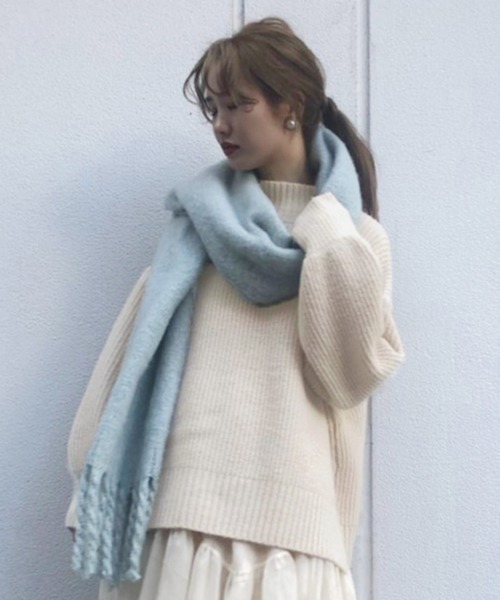 one after another NICE CLAUP（ワンアフターアナザーナイスクラップ）の「にじいろカラーニット（ニット/セーター・レディース・ライトグレー/ライトブルー/オフホワイト/サックスブルー/アイボリー/ミント/ラベンダー/ベビーピンク/レモンイエロー・FREE）」の3枚目の写真