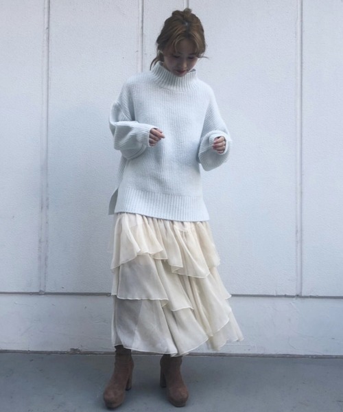 one after another NICE CLAUP（ワンアフターアナザーナイスクラップ）の「にじいろカラーニット（ニット/セーター・レディース・ライトグレー/ライトブルー/オフホワイト/サックスブルー/アイボリー/ミント/ラベンダー/ベビーピンク/レモンイエロー・FREE）」の14枚目の写真