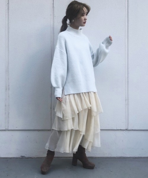 one after another NICE CLAUP（ワンアフターアナザーナイスクラップ）の「にじいろカラーニット（ニット/セーター・レディース・ライトグレー/ライトブルー/オフホワイト/サックスブルー/アイボリー/ミント/ラベンダー/ベビーピンク/レモンイエロー・FREE）」の15枚目の写真