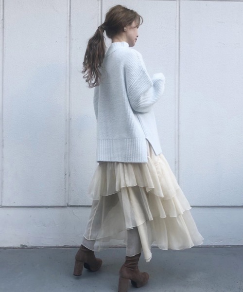 one after another NICE CLAUP（ワンアフターアナザーナイスクラップ）の「にじいろカラーニット（ニット/セーター・レディース・ライトグレー/ライトブルー/オフホワイト/サックスブルー/アイボリー/ミント/ラベンダー/ベビーピンク/レモンイエロー・FREE）」の16枚目の写真