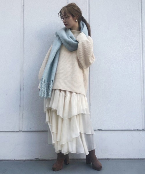 one after another NICE CLAUP（ワンアフターアナザーナイスクラップ）の「にじいろカラーニット（ニット/セーター・レディース・ライトグレー/ライトブルー/オフホワイト/サックスブルー/アイボリー/ミント/ラベンダー/ベビーピンク/レモンイエロー・FREE）」の22枚目の写真