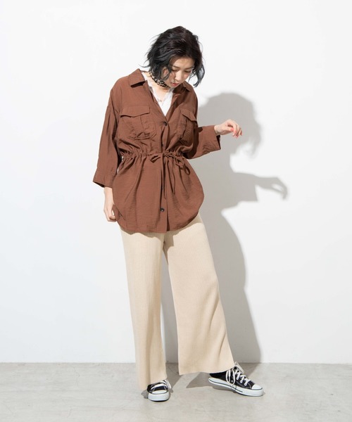 WEGO（ウィゴー）の「WEGO/スリットリブニットパンツ（その他パンツ・レディース・アイボリー/ブラック・FREE）」の3枚目の写真