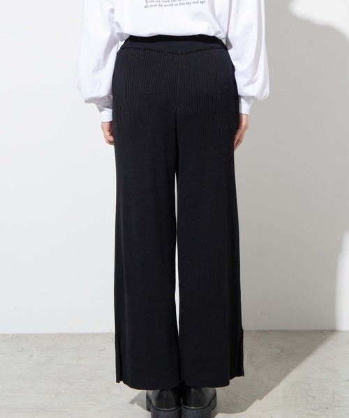 WEGO（ウィゴー）の「WEGO/スリットリブニットパンツ（その他パンツ・レディース・アイボリー/ブラック・FREE）」の4枚目の写真