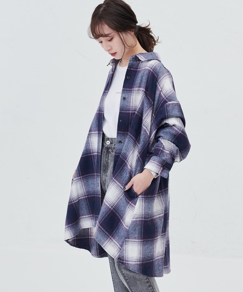 トップスビッグシルエットマルチwayチェック柄チュニックシャツ シャツ ブラウス Ciaopanic チャオパニック のファッション