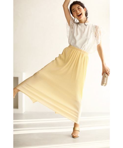 cawaii（カワイイ）の「ストレスゼロの伸び～るスカート（スカート・レディース・ブルー/ラベンダー/ベージュ/ブラック/クリーム/グリーン系その他/グリーン/レッド・M/XL）」の4枚目の写真