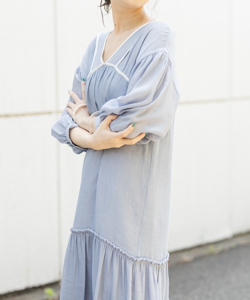 ワンピース ワンピース配色パイピングワンピース