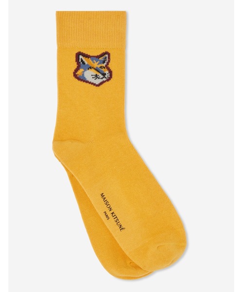 Maison Kitsune(メゾンキツネ)の「NEON FOX HEAD SOCKS(ソックス/靴下・メンズ・カーキ/ライトグリーン/イエロー・S/M)」の3枚目の写真