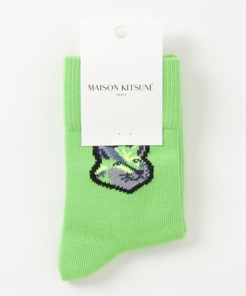 Maison Kitsune(メゾンキツネ)の「NEON FOX HEAD SOCKS(ソックス/靴下・メンズ・カーキ/ライトグリーン/イエロー・S/M)」の5枚目の写真