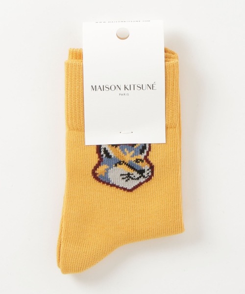 Maison Kitsune(メゾンキツネ)の「NEON FOX HEAD SOCKS(ソックス/靴下・メンズ・カーキ/ライトグリーン/イエロー・S/M)」の6枚目の写真