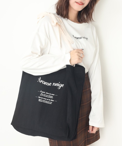 one after another NICE CLAUP（ワンアフターアナザーナイスクラップ）の「トートバックセットＴシャツ（Tシャツ/カットソー・レディース・アイボリー/ブラック/チェック・FREE）」の3枚目の写真