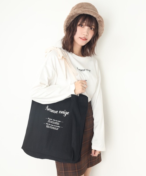 one after another NICE CLAUP（ワンアフターアナザーナイスクラップ）の「トートバックセットＴシャツ（Tシャツ/カットソー・レディース・アイボリー/ブラック/チェック・FREE）」の15枚目の写真