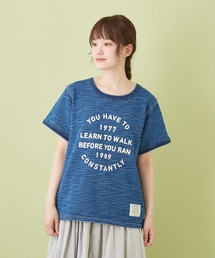 CUBE SUGAR（キューブシュガー）の「インディゴ天竺 クルーネック Tシャツ（Tシャツ/カットソー）」