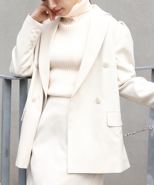 one after another NICE CLAUP（ワンアフターアナザーナイスクラップ）の「テーラードジャケット（テーラードジャケット・レディース・アイボリー/グレー系その他/ベージュ系その他/ミント・FREE）」の2枚目の写真