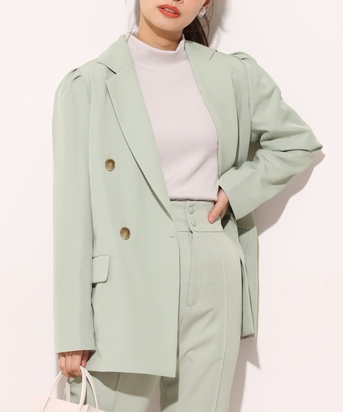 one after another NICE CLAUP（ワンアフターアナザーナイスクラップ）の「テーラードジャケット（テーラードジャケット・レディース・アイボリー/グレー系その他/ベージュ系その他/ミント・FREE）」の4枚目の写真