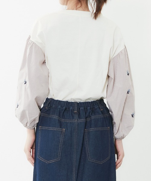 POU DOU DOU（プードゥドゥ）の「フラワー刺繍スリーブトップス（Tシャツ/カットソー・レディース・ダークグレー/ライトベージュ/アイボリー・3）」の15枚目の写真