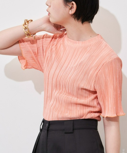 Aunt Marie's（アントマリーズ）の「ミニプリーツハーフスリーブカットソー/AUNT MARIE'S（Tシャツ/カットソー・レディース・ホワイト/ブラック/ネイビー/グレー/ブルー/オレンジ/グリーン・FREE）」の7枚目の写真