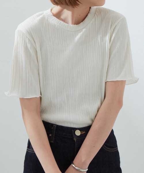 Aunt Marie's（アントマリーズ）の「ミニプリーツハーフスリーブカットソー/AUNT MARIE'S（Tシャツ/カットソー・レディース・ホワイト/ブラック/ネイビー/グレー/ブルー/オレンジ/グリーン・FREE）」の12枚目の写真