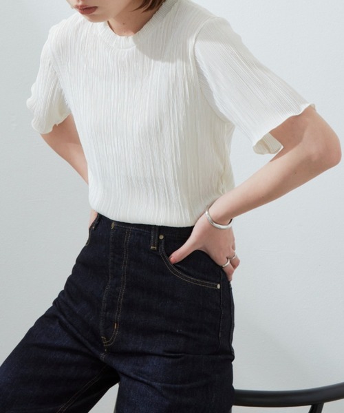 Aunt Marie's（アントマリーズ）の「ミニプリーツハーフスリーブカットソー/AUNT MARIE'S（Tシャツ/カットソー・レディース・ホワイト/ブラック/ネイビー/グレー/ブルー/オレンジ/グリーン・FREE）」の10枚目の写真