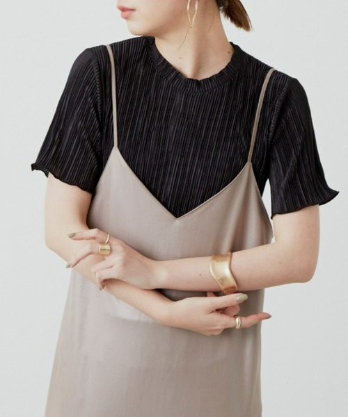 Aunt Marie's（アントマリーズ）の「ミニプリーツハーフスリーブカットソー/AUNT MARIE'S（Tシャツ/カットソー・レディース・ホワイト/ブラック/ネイビー/グレー/ブルー/オレンジ/グリーン・FREE）」の16枚目の写真