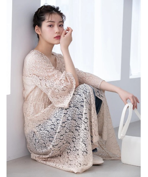 Donna Karan クレープフィットフレアワンピース フレンチスリーブフレアワンピース- Light gray | Alt due