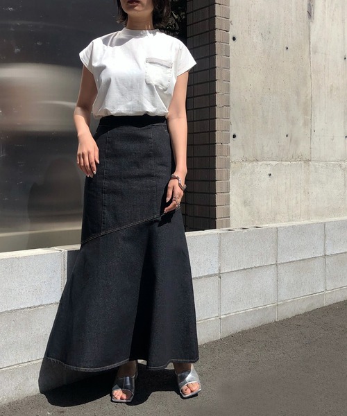 &g'aime（アンジェム）の「【&g'aime】ポケットデザインフレンチスリーブTシャツ（Tシャツ/カットソー・レディース・ホワイト/カーキ/チャコール・FREE）」の4枚目の写真