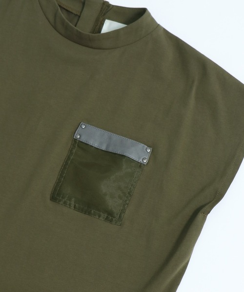 &g'aime（アンジェム）の「【&g'aime】ポケットデザインフレンチスリーブTシャツ（Tシャツ/カットソー・レディース・ホワイト/カーキ/チャコール・FREE）」の7枚目の写真