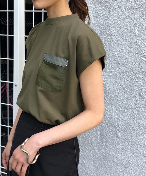 &g'aime（アンジェム）の「【&g'aime】ポケットデザインフレンチスリーブTシャツ（Tシャツ/カットソー・レディース・ホワイト/カーキ/チャコール・FREE）」の21枚目の写真