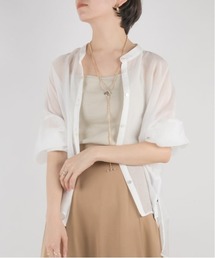 RANDA | バンドカラーシアーオーバーシャツ(シャツ/ブラウス)