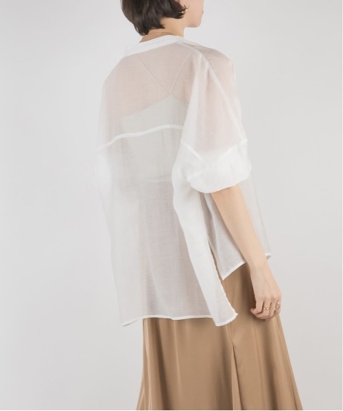 RANDA（ランダ）の「バンドカラーシアーオーバーシャツ（シャツ/ブラウス・レディース・ホワイト/パープル/グリーン・FREE）」の11枚目の写真