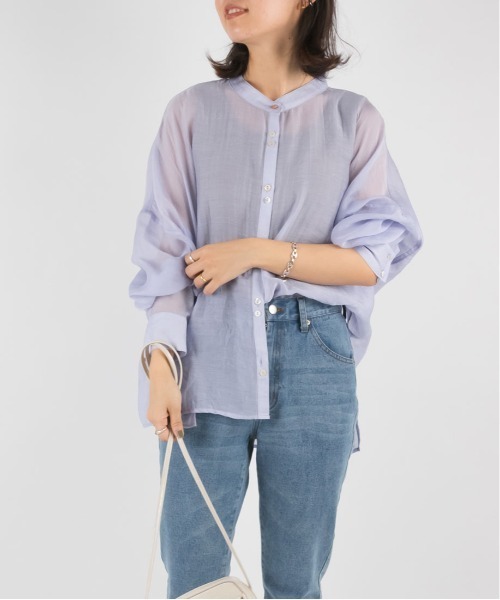 RANDA（ランダ）の「バンドカラーシアーオーバーシャツ（シャツ/ブラウス・レディース・ホワイト/パープル/グリーン・FREE）」の17枚目の写真