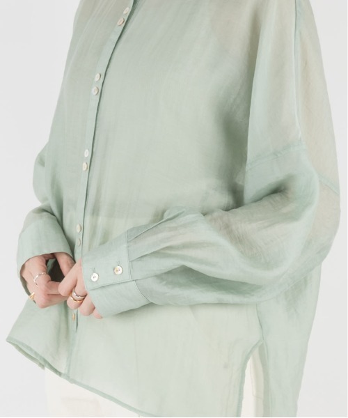 RANDA（ランダ）の「バンドカラーシアーオーバーシャツ（シャツ/ブラウス・レディース・ホワイト/パープル/グリーン・FREE）」の22枚目の写真