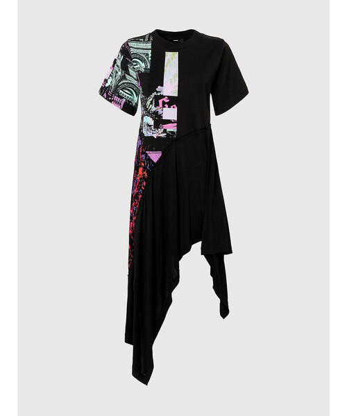 DIESEL（ディーゼル）の「レディース ワンピース ドレス 半袖 オールオーバープリント（ワンピース・レディース・ブラック・SMALL/MEDIUM/LARGE）」の3枚目の写真