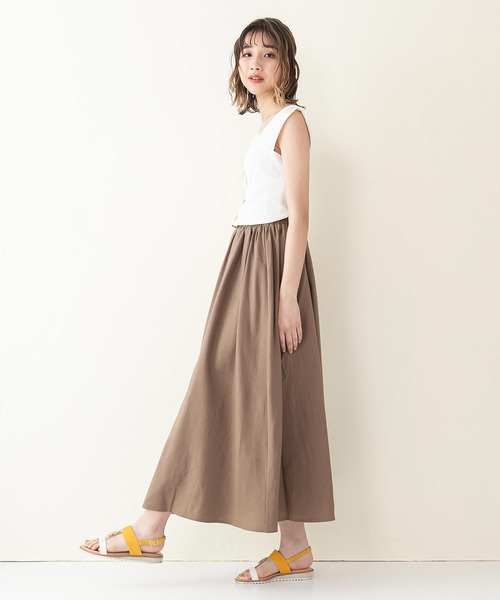 INNOCENT BLUE（イノセントブルー）の「【innocent blue/イノセントブルー】コットンリネンギャザースカート（ロングスカート）（スカート・レディース・ベージュ/パープル/ブラック/ブルー/ライトブラウン/クリーム/ライトグリーン・MEDIUM）」の14枚目の写真