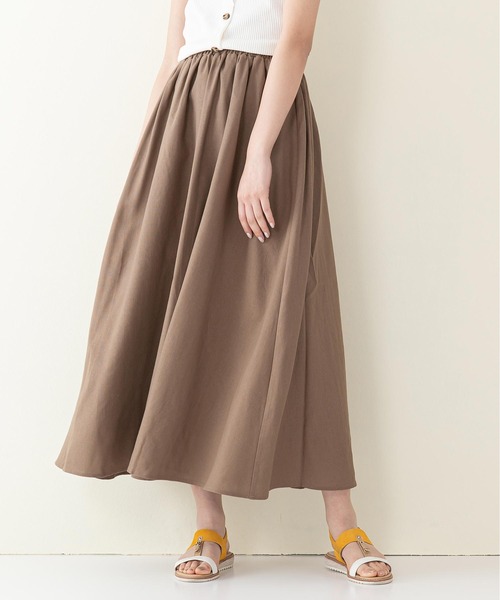 INNOCENT BLUE（イノセントブルー）の「【innocent blue/イノセントブルー】コットンリネンギャザースカート（ロングスカート）（スカート・レディース・ベージュ/パープル/ブラック/ブルー/ライトブラウン/クリーム/ライトグリーン・MEDIUM）」の16枚目の写真