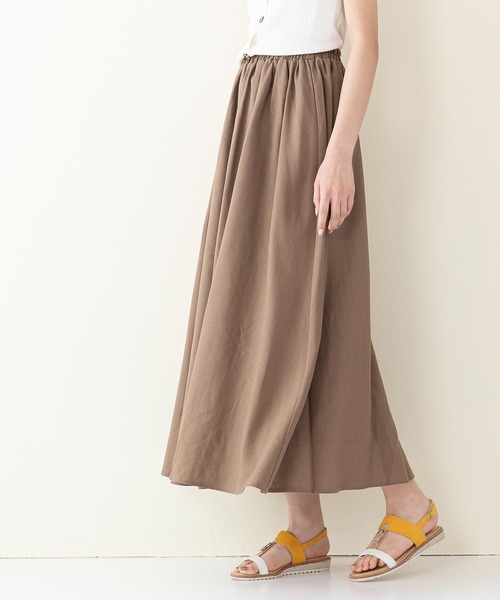 INNOCENT BLUE（イノセントブルー）の「【innocent blue/イノセントブルー】コットンリネンギャザースカート（ロングスカート）（スカート・レディース・ベージュ/パープル/ブラック/ブルー/ライトブラウン/クリーム/ライトグリーン・MEDIUM）」の17枚目の写真