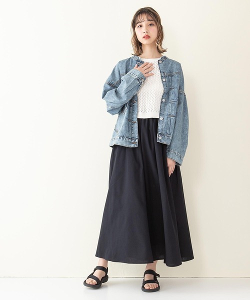 INNOCENT BLUE（イノセントブルー）の「【innocent blue/イノセントブルー】コットンリネンギャザースカート（ロングスカート）（スカート・レディース・ベージュ/パープル/ブラック/ブルー/ライトブラウン/クリーム/ライトグリーン・MEDIUM）」の10枚目の写真