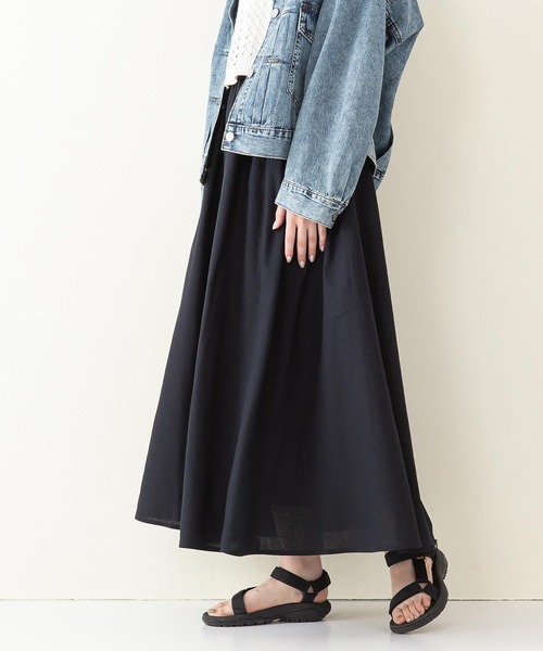 INNOCENT BLUE（イノセントブルー）の「【innocent blue/イノセントブルー】コットンリネンギャザースカート（ロングスカート）（スカート・レディース・ベージュ/パープル/ブラック/ブルー/ライトブラウン/クリーム/ライトグリーン・MEDIUM）」の11枚目の写真