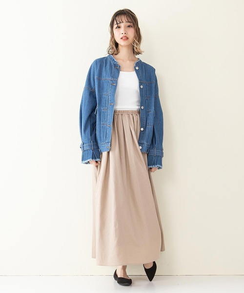 INNOCENT BLUE（イノセントブルー）の「【innocent blue/イノセントブルー】コットンリネンギャザースカート（ロングスカート）（スカート・レディース・ベージュ/パープル/ブラック/ブルー/ライトブラウン/クリーム/ライトグリーン・MEDIUM）」の18枚目の写真