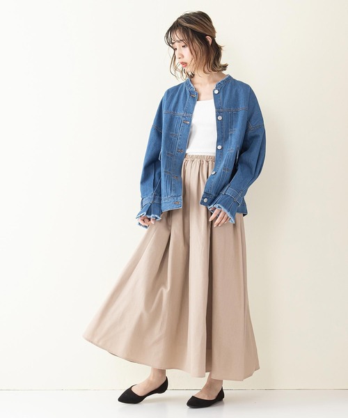 INNOCENT BLUE（イノセントブルー）の「【innocent blue/イノセントブルー】コットンリネンギャザースカート（ロングスカート）（スカート・レディース・ベージュ/パープル/ブラック/ブルー/ライトブラウン/クリーム/ライトグリーン・MEDIUM）」の19枚目の写真