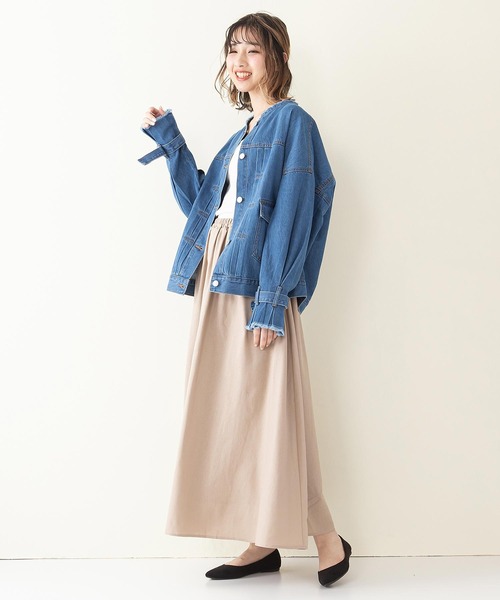 INNOCENT BLUE（イノセントブルー）の「【innocent blue/イノセントブルー】コットンリネンギャザースカート（ロングスカート）（スカート・レディース・ベージュ/パープル/ブラック/ブルー/ライトブラウン/クリーム/ライトグリーン・MEDIUM）」の20枚目の写真