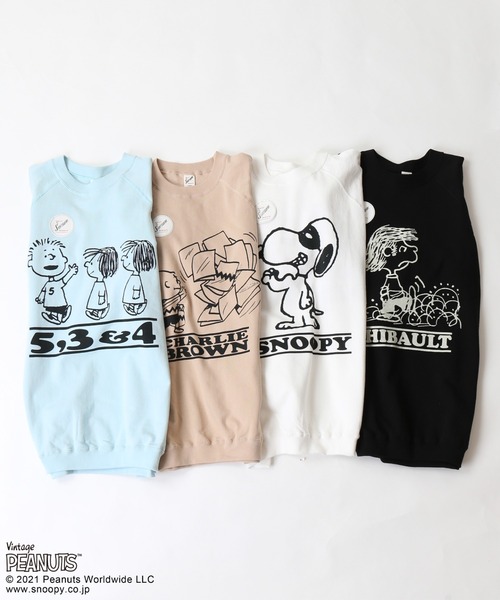 PEANUTS（ピーナッツ）の「【PEANUTS×SPORTS WEAR by relume】カットオフスウェット（Tシャツ/カットソー・メンズ・ホワイト/ブラック/ベージュ/サックスブルー・MEDIUM/LARGE/X-LARGE）」の9枚目の写真
