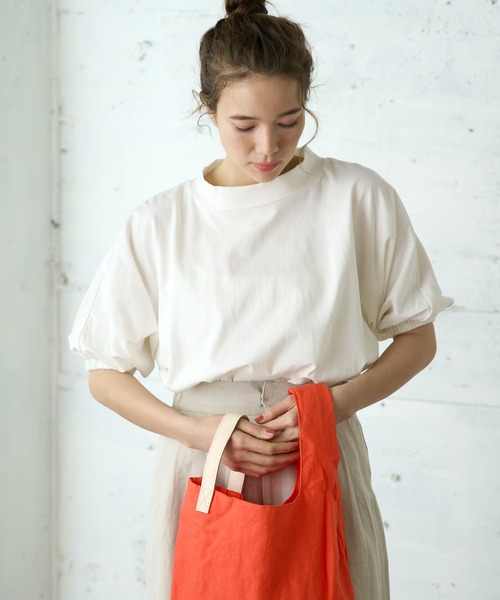 PUAL CE CIN（ピュアルセシン）の「【WEB限定】袖ゴムモックネックプルオーバー（Tシャツ/カットソー・レディース・ブラック/グレイッシュベージュ/ホワイト・FREE）」の7枚目の写真