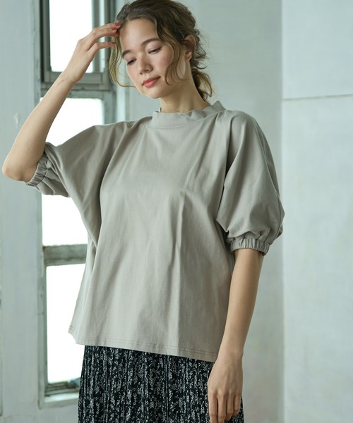 PUAL CE CIN（ピュアルセシン）の「【WEB限定】袖ゴムモックネックプルオーバー（Tシャツ/カットソー・レディース・ブラック/グレイッシュベージュ/ホワイト・FREE）」の14枚目の写真