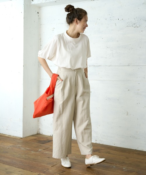 PUAL CE CIN（ピュアルセシン）の「【WEB限定】袖ゴムモックネックプルオーバー（Tシャツ/カットソー・レディース・ブラック/グレイッシュベージュ/ホワイト・FREE）」の11枚目の写真