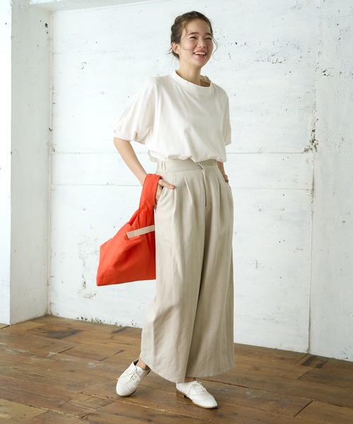 PUAL CE CIN（ピュアルセシン）の「【WEB限定】袖ゴムモックネックプルオーバー（Tシャツ/カットソー・レディース・ブラック/グレイッシュベージュ/ホワイト・FREE）」の12枚目の写真