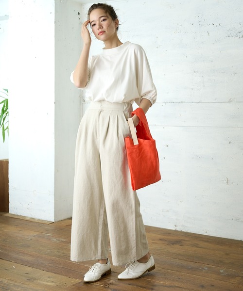 PUAL CE CIN（ピュアルセシン）の「【WEB限定】袖ゴムモックネックプルオーバー（Tシャツ/カットソー・レディース・ブラック/グレイッシュベージュ/ホワイト・FREE）」の10枚目の写真