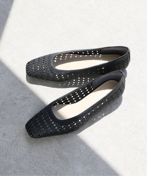 LE TALON メッシュフラットパンプス23cm BLACK LE TALON シューズ 「追加」ポインテッドサシメッシュフラット