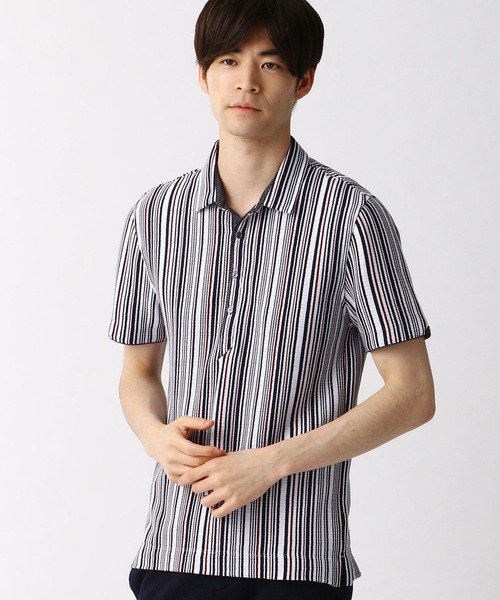 HIDEAWAYS NICOLE（ハイダウェイニコル）の「シルケットランダムテレコポロシャツ（ポロシャツ・メンズ・ブラック/サックスブルー/その他1/ホワイト/ネイビー/ピンク・MEDIUM/X-LARGE/XX-LARGE/LARGE）」の6枚目の写真